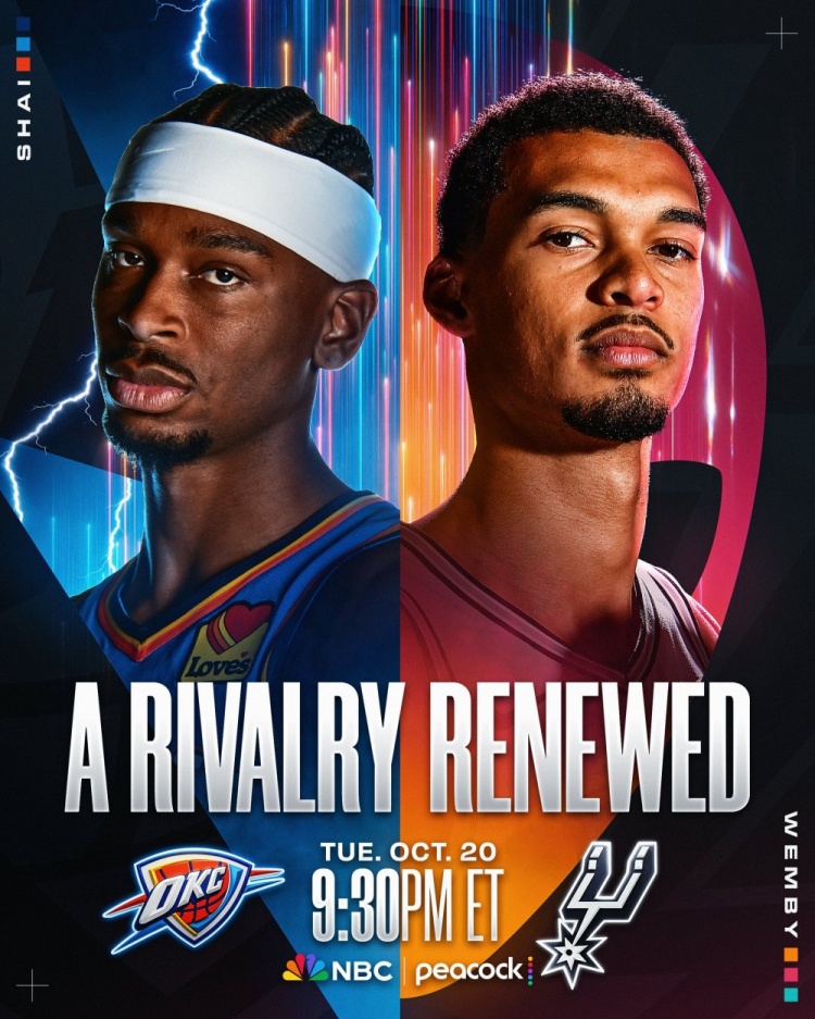 王牌对决⚡️👽NBA官方预热揭幕战雷霆VS马刺：连庄MVP对战DPOY