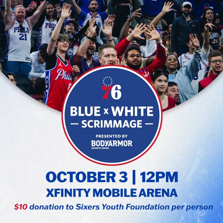 76人官方：队内蓝白对抗赛将于10月4日零点举行 门票即将开售